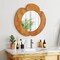 Costway Irregular Wall Mirror 29 Inch Rustic Hanging Vanity Mirror with Teak Wood Frame